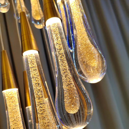 Függesztett kristály LED csillár, 60 W Iustinian, átmérő 60 cm, állítható magasság, arany, fém és kristály