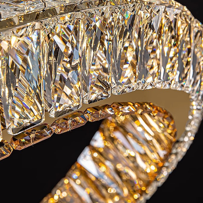 LED csillár LLC130/1CH, kristály és fém, 31 W, 1 kör, szabályozható, állítható magasságú, hideg/meleg/semleges fény, luxus világítás