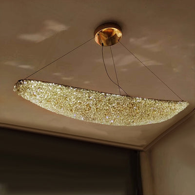 Modern csillár kristállyal, PRÁGA, 31W, Hossz 80 cm, Arany, Állítható magasság