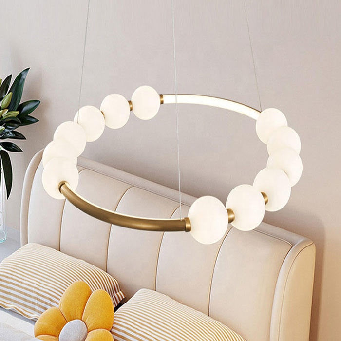 Felfüggesztett Lustra LED Acril Nova 57W távirányítóval, Beotal, 3000K/4000K/6000K, arany, fém és akril