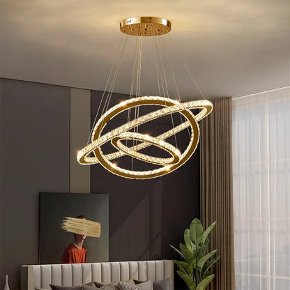 LULUS LED PRISM LUMINIS, CRYSTAL ÉS MÉG, 210W, 4 CIRCLES, DIMILE, állítható magasság, hideg/forró/semleges fény, fényűző világítás