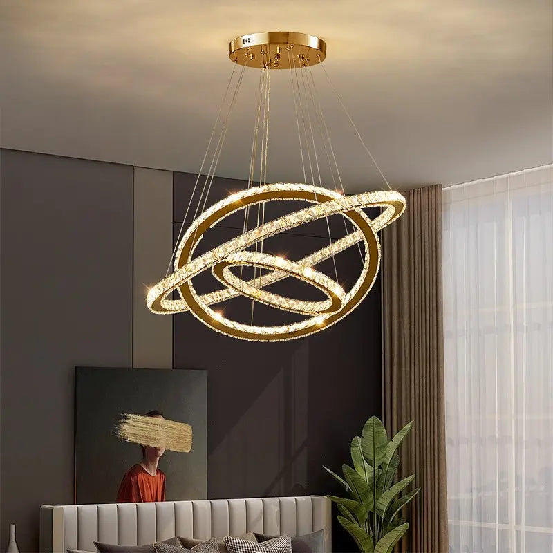LULUS LED PRISM LUMINIS, CRYSTAL ÉS MÉG, 210W, 4 CIRCLES, DIMILE, állítható magasság, hideg/forró/semleges fény, fényűző világítás