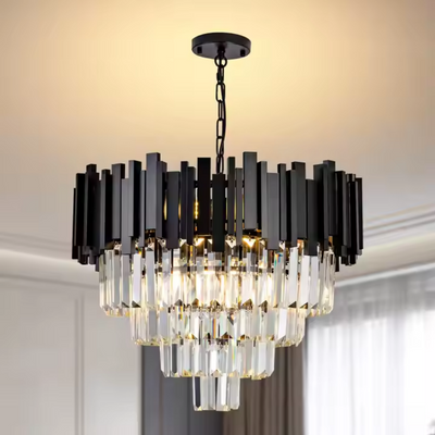 Crystal Chandelier Blois Noble 4XE14, 40 cm átmérőjű, fekete, állítható magasság