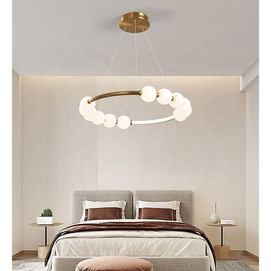 Felfüggesztett Lustra LED Acril Nova 57W távirányítóval, Beotal, 3000K/4000K/6000K, arany, fém és akril