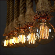 Vintage csillár LV102/150X120, 2xE27, rusztikus, húr és fém, 150 cm, fekete tartó