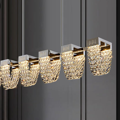 LED csillár LLC130/1CH, kristály és fém, 31 W, 1 kör, szabályozható, állítható magasságú, hideg/meleg/semleges fény, luxus világítás