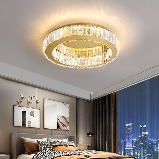LED -csillár, távirányítóval és Crystal Mia Latifah 70W -vel felfüggesztve, 2 kör, hideg/forró/semleges fény, instabil, fényes króm, állítható magasság