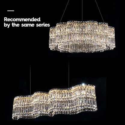 Kristály LED csillár Regalis távirányítóval, hossz 58 cm, fényes króm, meleg/hideg/semleges fény 3000K/4000K/6000K, állítható magasság, szabályozható fény, fém és kristály