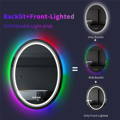 Kerek LED-es tükör, 70 cm, Celeste MotionGlow Marcello, RGB fény, Bluetooth hangszóró, páramentesítő rendszer, óra és hőmérő, szabályozható 70X70BTRGB