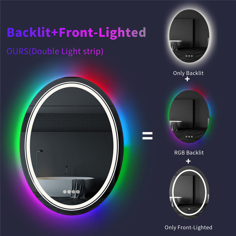 Kerek LED-es tükör, 70 cm, Celeste MotionGlow Marcello, RGB fény, Bluetooth hangszóró, páramentesítő rendszer, óra és hőmérő, szabályozható 70X70BTRGB
