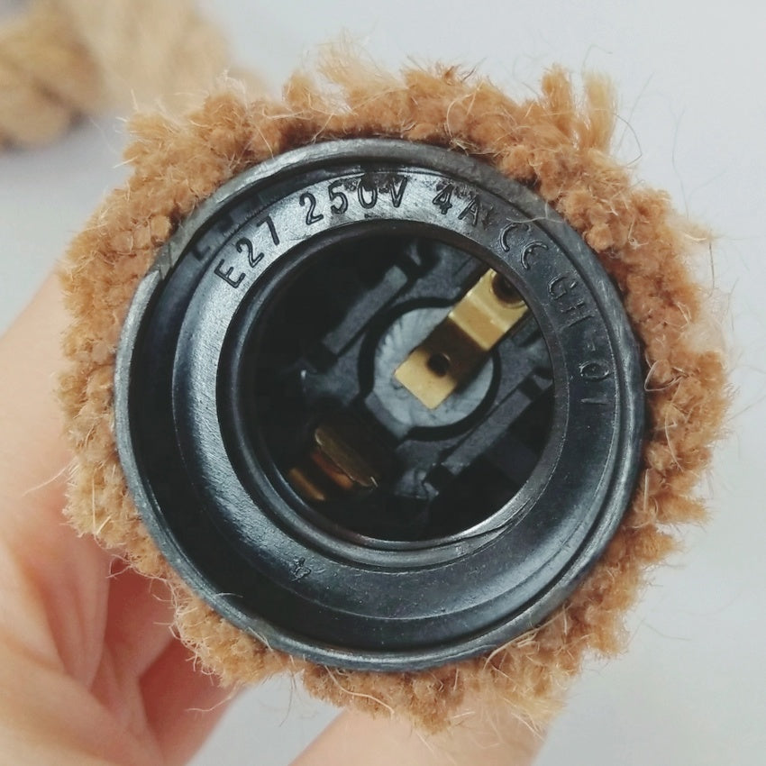 Vintage csillár LV103/130, 1xE27, rusztikus, húr és fém, 130 cm, fekete tartó