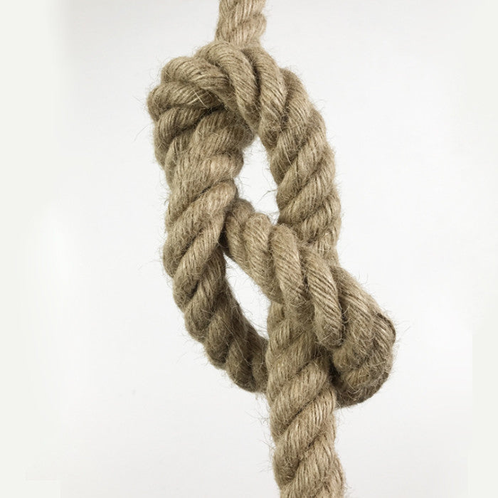 Vintage csillár LV103/130, 1xE27, rusztikus, húr és fém, 130 cm, fekete tartó