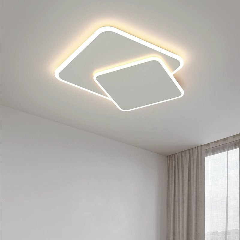 LED -csillár távirányítóval fasz fény 98W, 2 négyzet, hideg/forró/semleges fény, instabil, fehér