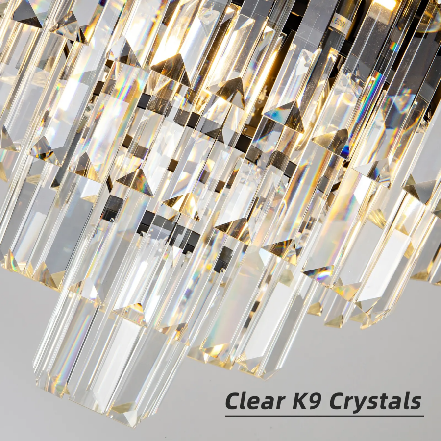 Crystal Chandelier Blois Noble 4XE14, 40 cm átmérőjű, fekete, állítható magasság