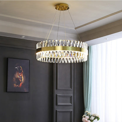 LED Alessandro csillár távirányítóval, 68W, dimálható, 3000K/4000K/6000K, 60 cm átmérőjű, arany