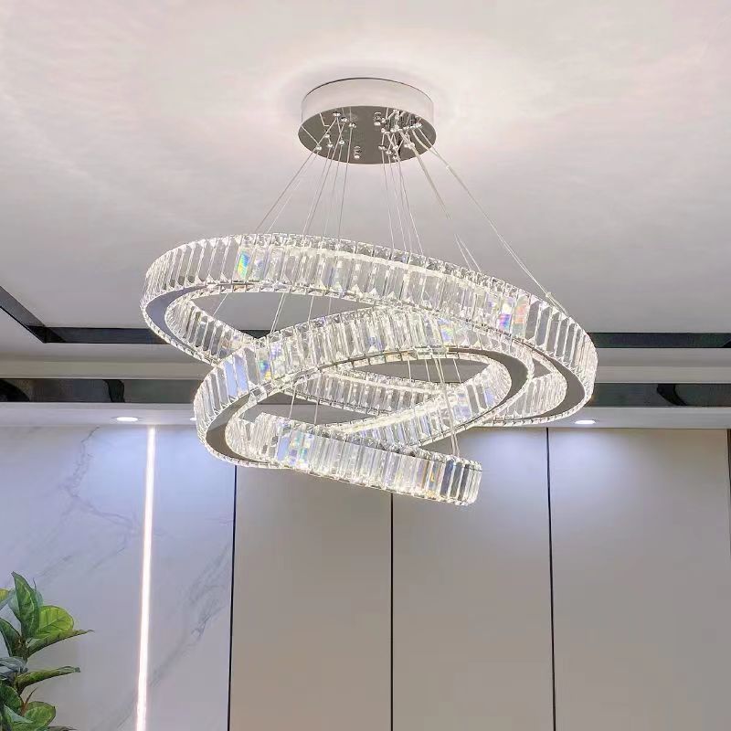 LULUS LED PRISM LUMINIS, CRYSTAL ÉS MÉG, 210W, 4 CIRCLES, DIMILE, állítható magasság, hideg/forró/semleges fény, fényűző világítás