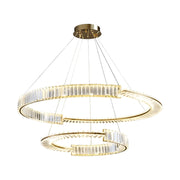 LED -csillár, amelyet távirányítóval és Crystal Prism Royal 200W -vel felfüggesztettek, 2 kör, hideg/forró/semleges fény, százszorszép, arany, állítható magasság