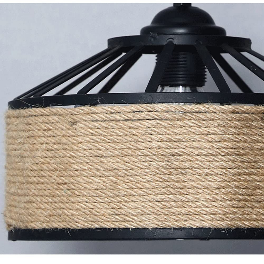 Vintage Harper csillár, 1xe27, rusztikus pajta, zsineg és fém, 150 cm, fekete