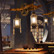 Vintage csillár Pedro kötéllel, 4 x E27 zárt fa