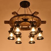 Vintage Harper csillár, 1xe27, rusztikus pajta, zsineg és fém, 150 cm, fekete