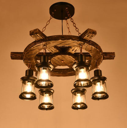 Vintage Harper csillár, 1xe27, rusztikus pajta, zsineg és fém, 150 cm, fekete