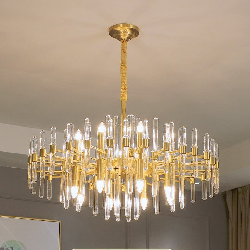 Kristály csillár CC850/620GD, 10xE14, 62x45 cm, állítható magasságú, fényes arany, elegáns kivitel, fém és kristályok