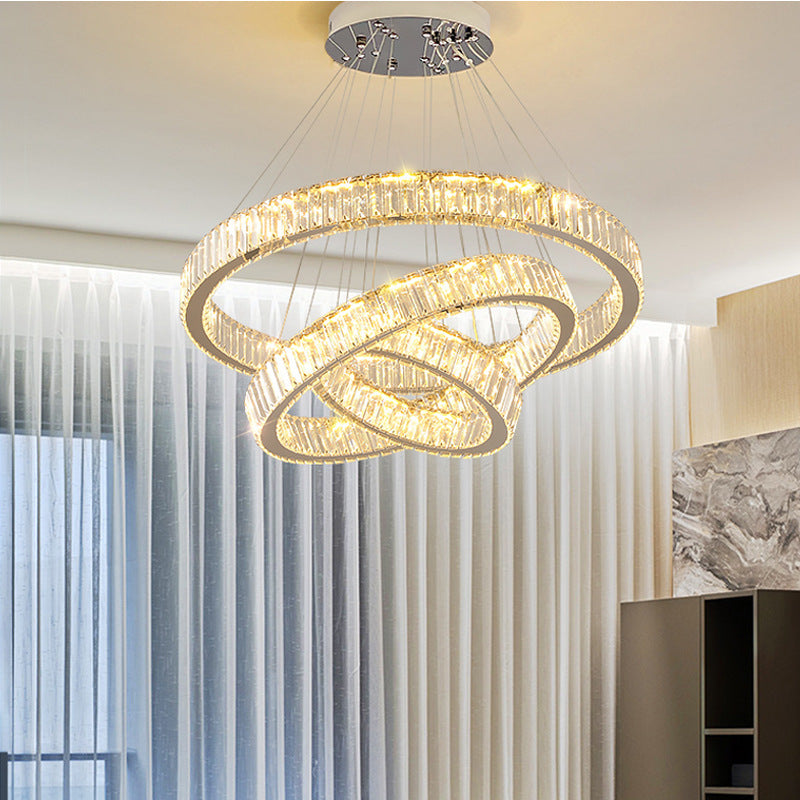 LULUS LED PRISM LUMINIS, CRYSTAL ÉS MÉG, 210W, 4 CIRCLES, DIMILE, állítható magasság, hideg/forró/semleges fény, fényűző világítás