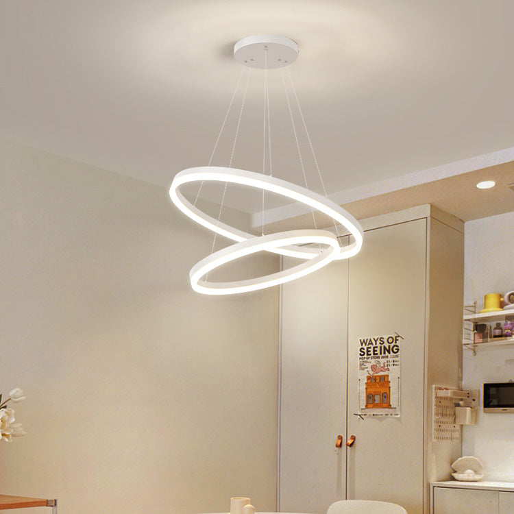 LED -csillár 69W -os CASIAN távirányítóval, 2 kör, hideg/forró/semleges fény, instabil, fekete, állítható magassággal felfüggesztette