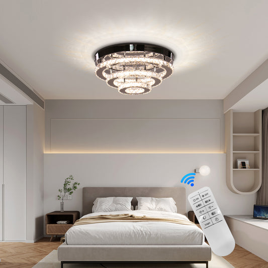 Crystal LED csillár LLC151/500CH, 64W, 3 elem, hideg/meleg/semleges fény, szabályozható, fényes króm