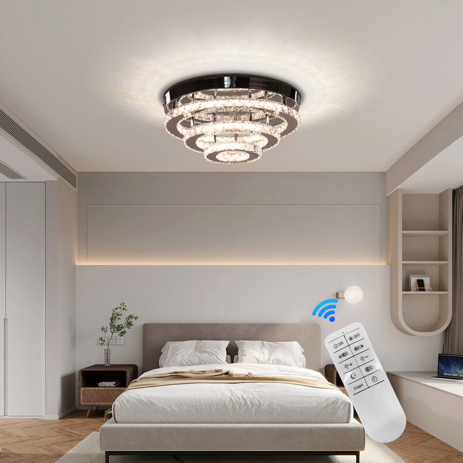 Crystal LED csillár LLC151/500CH, 64W, 3 elem, hideg/meleg/semleges fény, szabályozható, fényes króm
