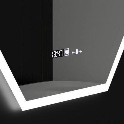 Polygon LED -tükör, 60x80cm, hexalce érzékelő mozgásglow marcello, diszfigurációs rendszer, óra és hőmérő, daimable