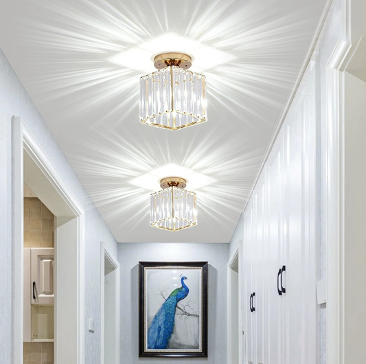 Georgian csillár LC111GD, 1xE27, átmérő 12 cm, magasság 17 cm, IP20, arany, kristály, vas, izzók nem tartozék