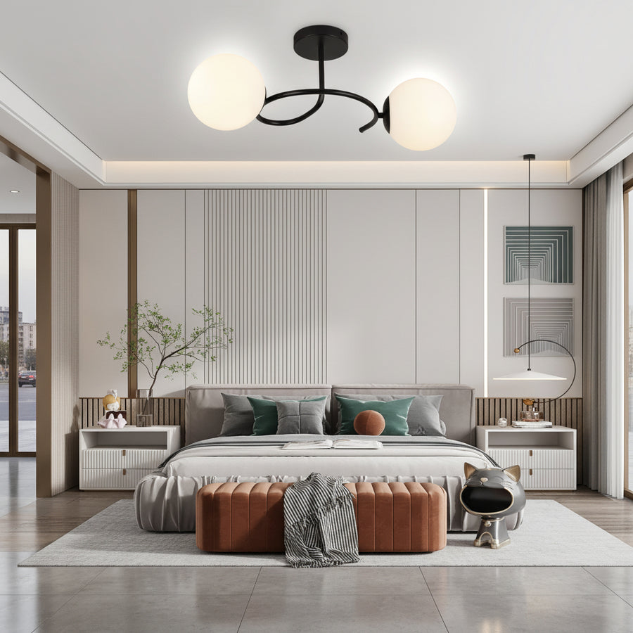 LED és kristály csillár ORBIT, 55cm, 2xE27, Globes, Fekete