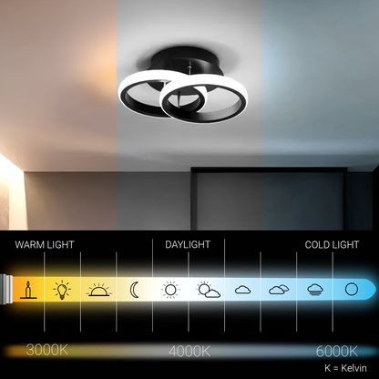 LED csillár VERTEX CIRCULA 22W, 2 kör, fém keret, hideg/meleg/semleges fény, fekete
