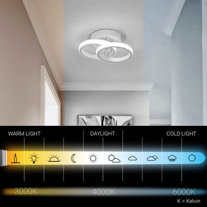 LED csillár VERTEX CIRCULA 22W, 2 kör, fém keret, hideg/meleg/semleges fény, fehér