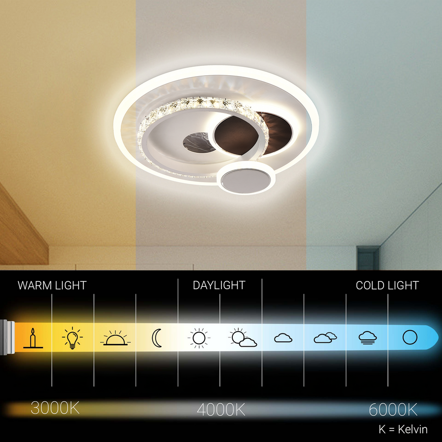 Heliox Crystal LED csillár, 43W, 4 kör, hideg/forró/semleges fény, fehér