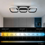 LED csillár VERTEX 35W, 3 négyzet, lineáris, hideg/meleg/semleges fény, fekete