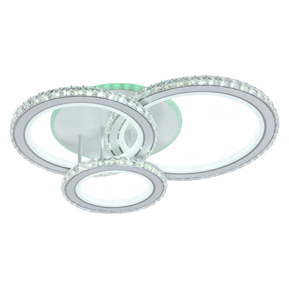 Lustra LED cu telecomanda si cristal NOVA ROTONDA RGB 75W, 3 Cercuri, lumina Rece/Calda/Neutra, Dimabila, Alb Lustre LED cu Telecomanda Default Title Alessandro Design