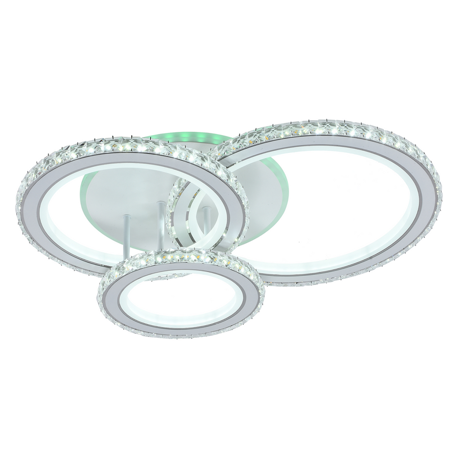 Lustra LED cu telecomanda si cristal NOVA ROTONDA RGB 75W, 3 Cercuri, lumina Rece/Calda/Neutra, Dimabila, Alb Lustre LED cu Telecomanda Default Title Alessandro Design