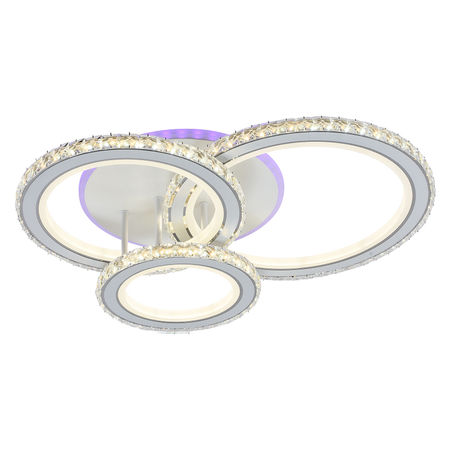 Lustra LED cu telecomanda si cristal NOVA ROTONDA RGB 75W, 3 Cercuri, lumina Rece/Calda/Neutra, Dimabila, Alb Lustre LED cu Telecomanda Default Title Alessandro Design