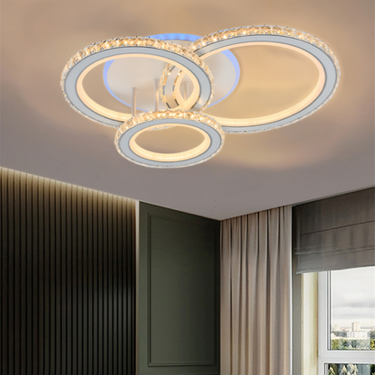 Lustra LED cu telecomanda si cristal NOVA ROTONDA RGB 75W, 3 Cercuri, lumina Rece/Calda/Neutra, Dimabila, Alb Lustre LED cu Telecomanda Default Title Alessandro Design