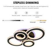 LED -csillár távirányítóval és Crystal Nova RGB 68W, 4 kör, hideg/forró/semleges fény, instabil, fekete