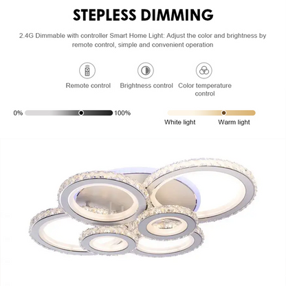 LED -csillár távirányítóval és Crystal Nova RGB 154W, 6 kör, hideg/forró/semleges fény, fehér, fehér