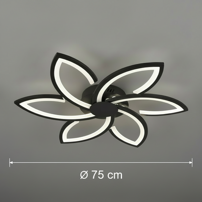 LED csillár távirányítóval és kristály FLORA 82W, 6 szirom, hideg/meleg/semleges fény, szabályozható, fekete
