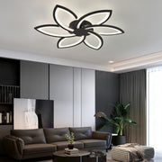 LED csillár távirányítóval és kristály FLORA 82W, 6 szirom, hideg/meleg/semleges fény, szabályozható, fekete