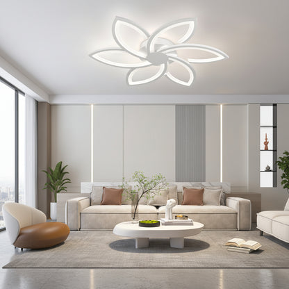 LED csillár távirányítóval és kristály FLORA 82W, 6 szirom, hideg/meleg/semleges fény, szabályozható, fehér