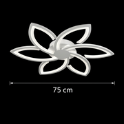 LED csillár távirányítóval és kristály FLORA 82W, 6 szirom, hideg/meleg/semleges fény, szabályozható, fehér