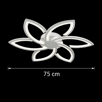 LED csillár távirányítóval és kristály FLORA 82W, 6 szirom, hideg/meleg/semleges fény, szabályozható, fehér