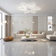 LED csillár távirányítóval és kristály FLORA 82W, 6 szirom, hideg/meleg/semleges fény, szabályozható, fehér
