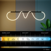 DIVINO LED csillár rugalmas szilikon csővel - 62W, állítható fény, matt fekete
